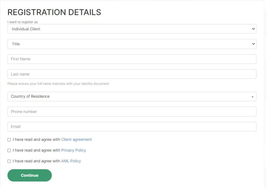 To create an account at Vonway, follow these step