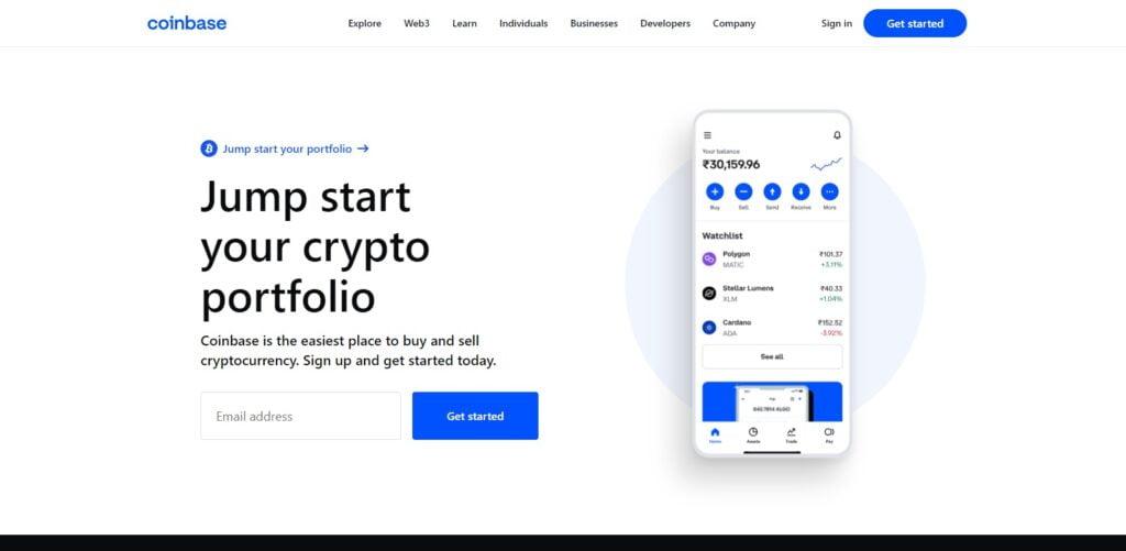 Coinbase (Best Fiat Onramps For Cryptocurrency)