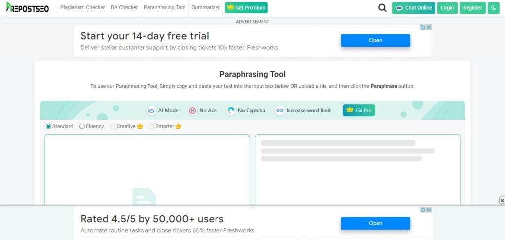 Prepostseo Paraphrasing Tool