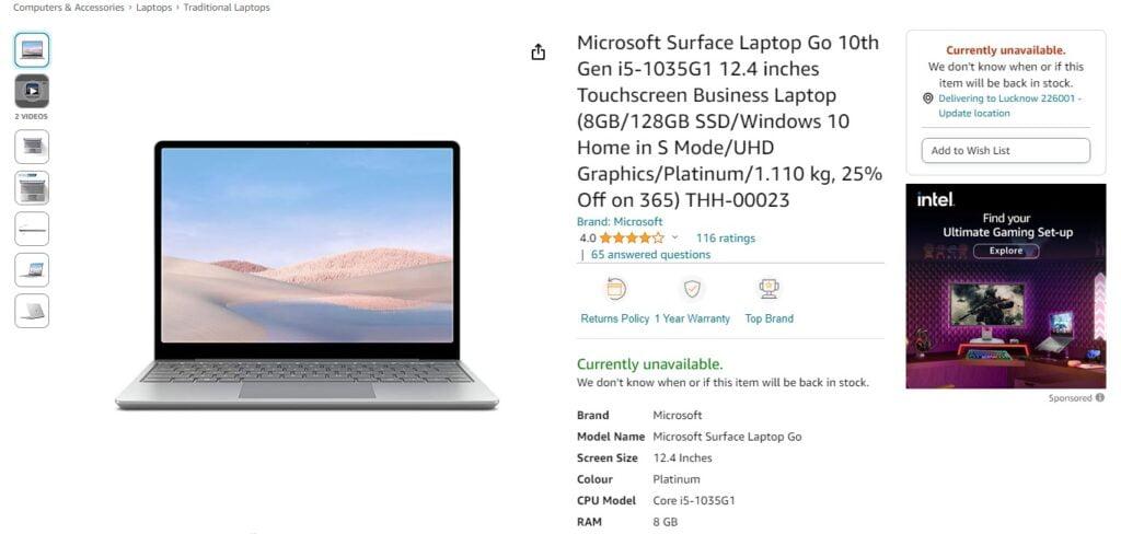 Microsoft Surface Laptop Go