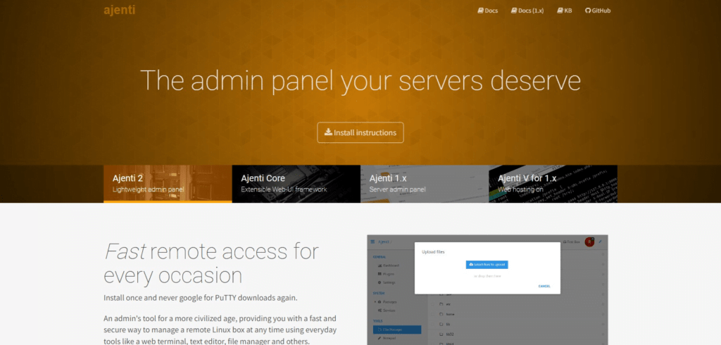 Ajenti (Best Cloud-based Control Panels to Manage Servers and Websites)