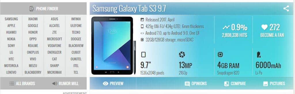 Samsung Galaxy Tab S3 (LTE) (Best Samsung Tablet)