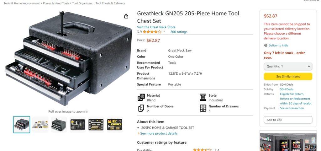 GreatNeck GN205 Home Hand Tool Set