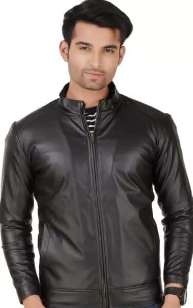 Leather Retail® Mens Solid Biker Jacket