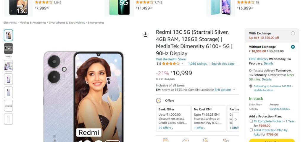 REDMI 13c 5G (Startrail Silver, 128 GB)