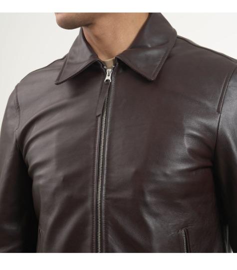 Schott’s Waxed Natural Pebbled Cowhide Cafe Leather Jacket