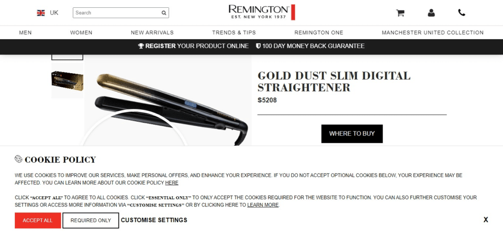 Remington Gold Dust Hair Straightener S5208