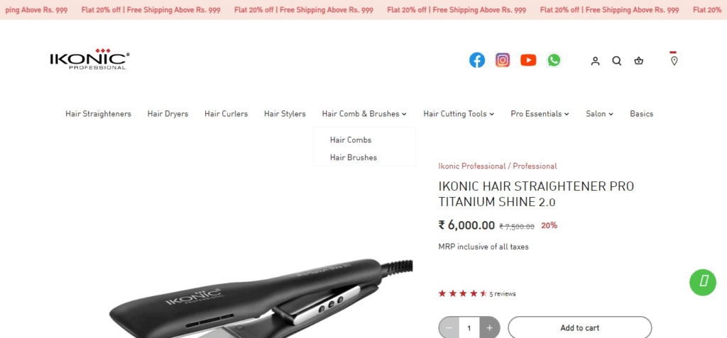 IKONIC Pro Titanium Shine Hair Straightener (Best Hair Straightener)