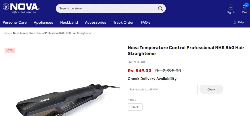 Nova NHS 901 Temperature Control Hair Straightener for Women 