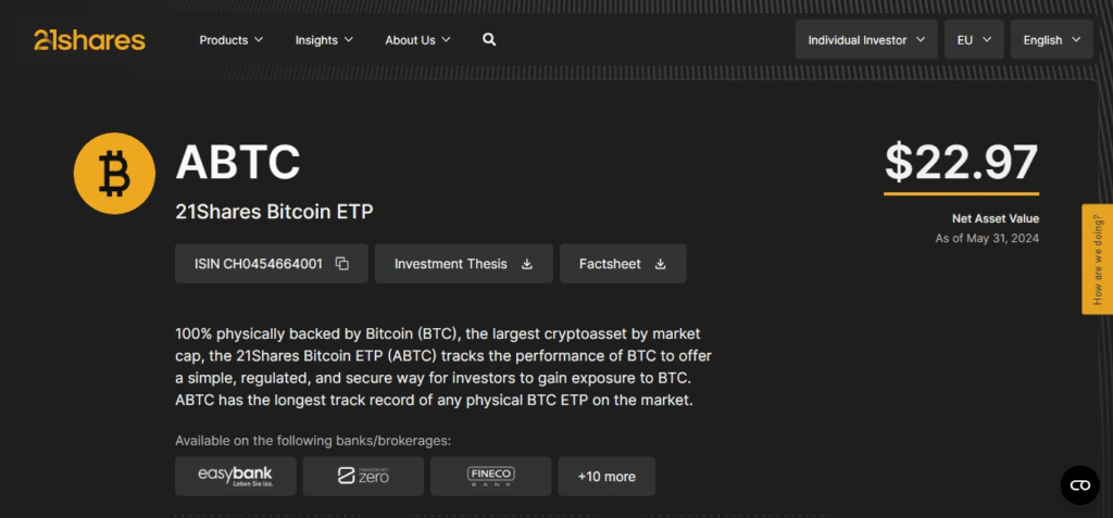 21Shares Bitcoin ETP (ABTC)