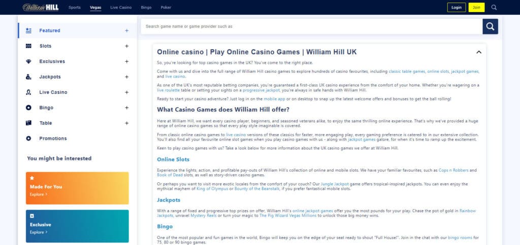 William Hill Casino Live Casino UK