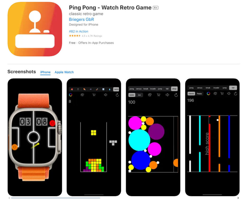 Ping Pong for Apple Watch Best Apple Watch Games