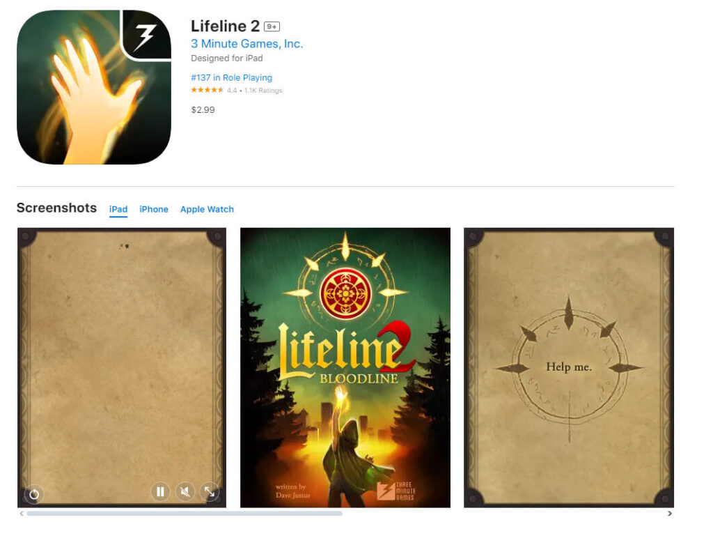 Lifeline 2 Best Apple Watch Games