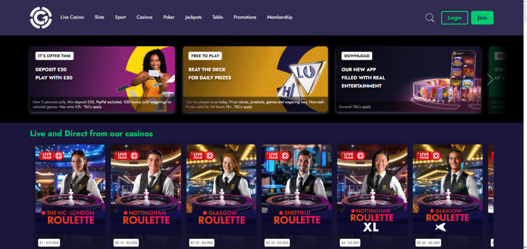 Grosvenor Casino Live Casino UK