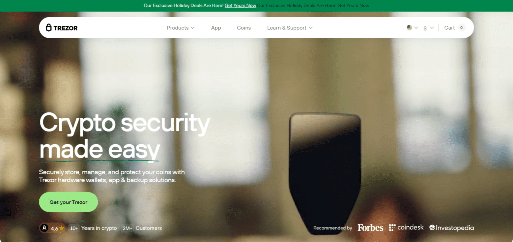 Trezor One Best Air Gapped Crypto Wallets
